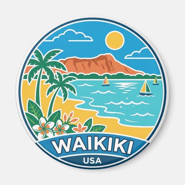 Waikiki Beach Hawaii Magnet (Front)