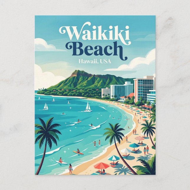 Waikiki Beach Hawaii Postcard (Front)