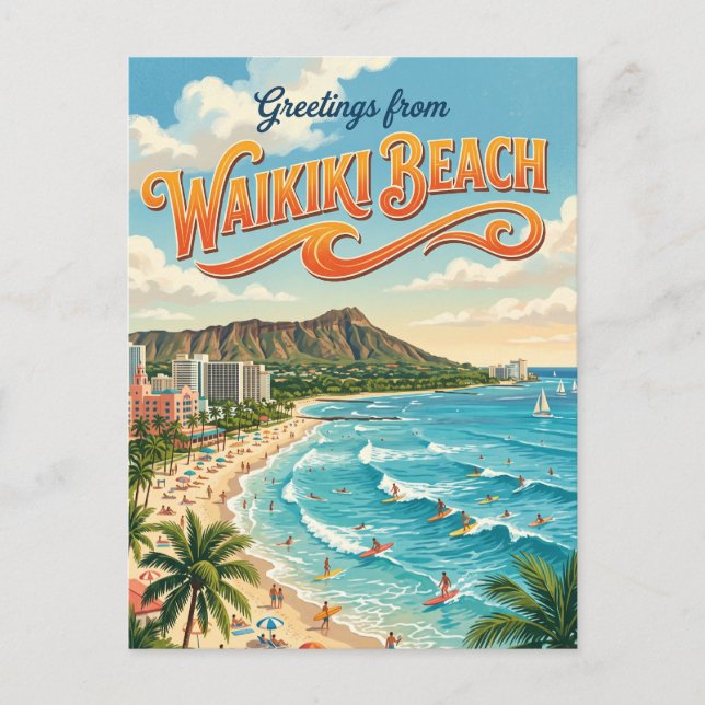 Waikiki Beach Hawaii Postcard (Front)
