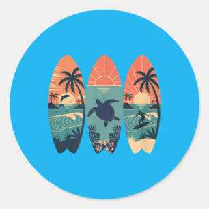 Waikiki Beach Hawaii Summer Trip Hawaiian Classic Round Sticker