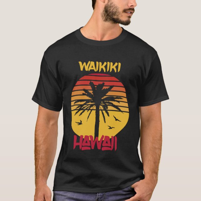 Waikiki Beach Hawaii Vacation Ocean Surfing T-Shirt (Front)