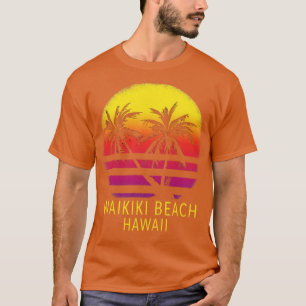 Waikiki Beach Hawaii Vintage Tropical Sunset Palm T-Shirt