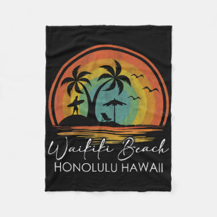 Waikiki Beach Honolulu Hawaii Summer Vacation Trop Fleece Blanket