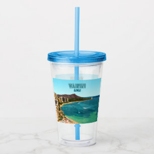 Waikiki Beach Honolulu Oahu Hawaii Vintage Acrylic Tumbler