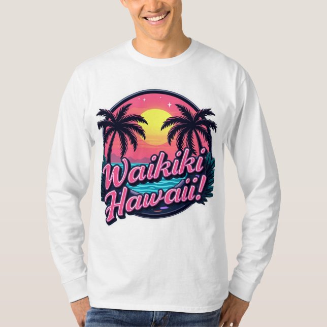 Waikiki Beach Long Sleeve  T-Shirt (Front)