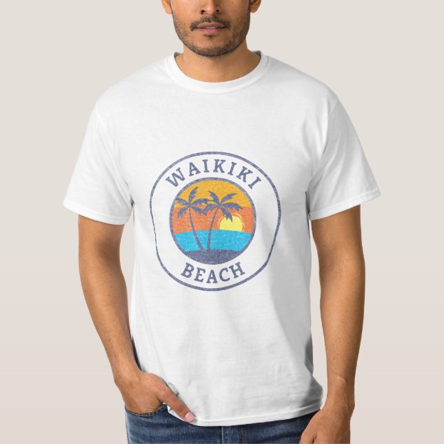 Waikiki Beach, Oahu Faded Classic Style T-Shirt (Front)