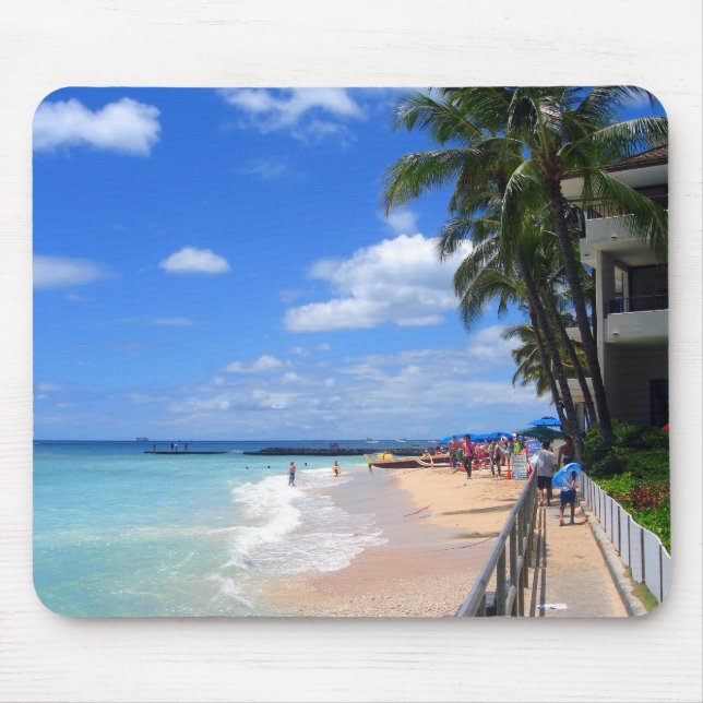 Waikiki Beach, Oahu, Hawaii Mouse Pad (Front)
