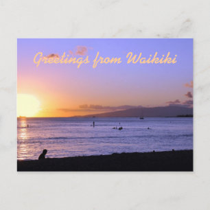 Waikiki Beach Sunset Postcard