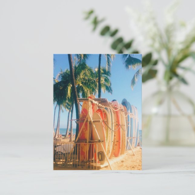 Waikiki Beach Surfboards  Postcard (Standing Front)