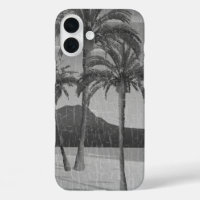 Waikiki Beach Vintage Distressed Grey Postcard 