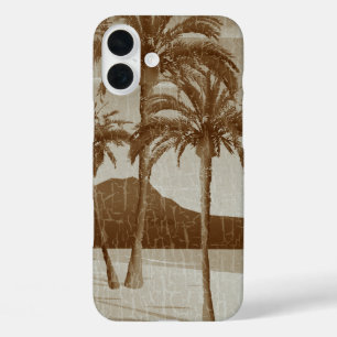Waikiki Beach Vintage Distressed Sepia Postcard  iPhone 16 Plus Case