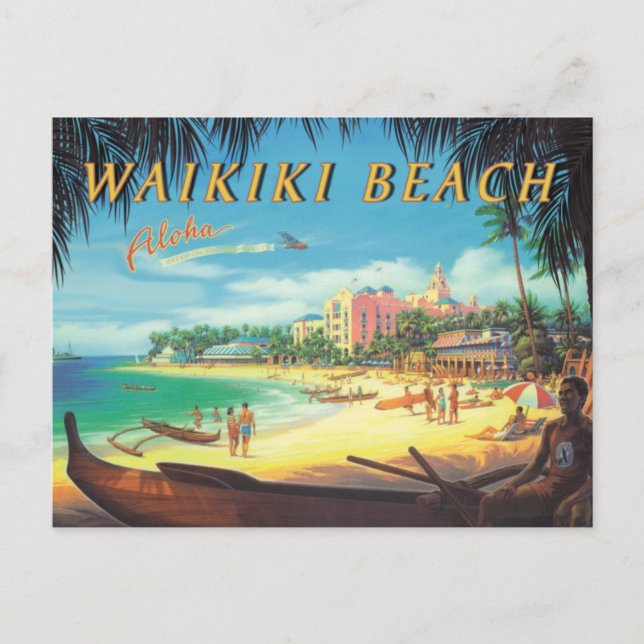Waikiki Beach Vintage Reproduction Postcard (Front)