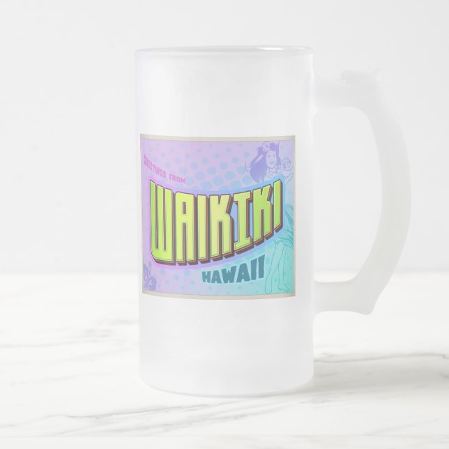 WAIKIKI FROSTED GLASS BEER MUG (Right)