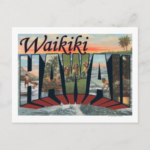 Waikiki, Hawaii - Large Letter Scenes Postcard