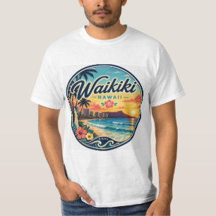 Waikīkī Hawaii Retro Travel Logo  T-Shirt