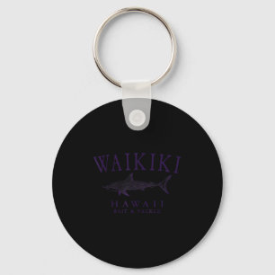 Waikiki hawaii shark vintage plum art fishing key ring