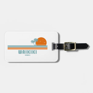 Waikiki Hawaii Sun Palm Trees Luggage Tag