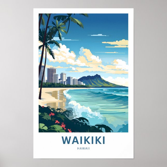 Waikiki Hawaii Travel Print (Front)
