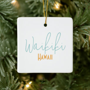 Waikiki, Hawaii Travel Souvenir Ceramic Ornament