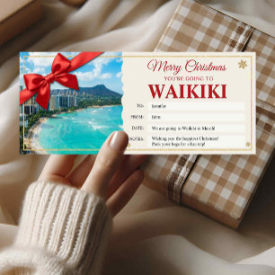 Waikiki Hawaii Trip Christmas Reveal Gift Card