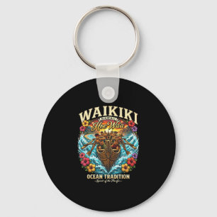 Waikiki hawaii wa'a outrigger canoe ocean key ring