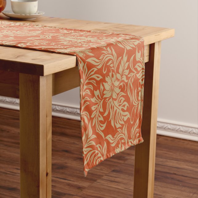 Waikiki Hibiscus Hawaiian Pareau Floral Short Table Runner (In Situ)