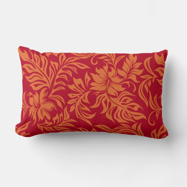 Waikiki Hibiscus Hawaiian Reversible Lumbar Pillow (Front)