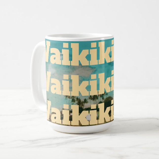 Waikiki, Honolulu, Oahu, Hawaii Coffee Mug (Front Left)