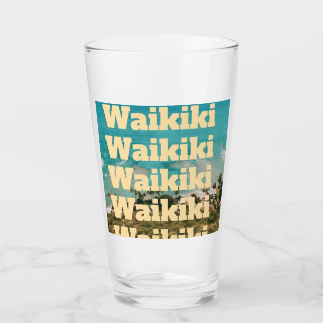 Waikiki, Honolulu, Oahu, Hawaii Glass (Front)