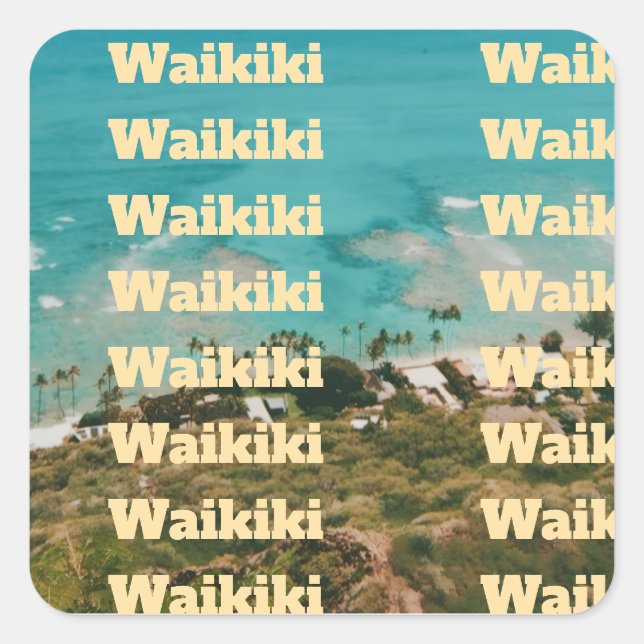 Waikiki, Honolulu, Oahu, Hawaii Square Sticker (Front)