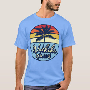 Waikiki Oahu Hawaii Retro Sunset T-Shirt