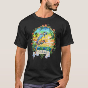 Waikiki Oahu Hawaii Vintage Sunset Parrot Vacation T-Shirt