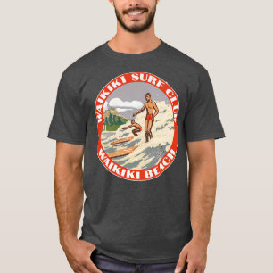 Waikiki Surf Club Vintage Travel Style Souvenir T-Shirt