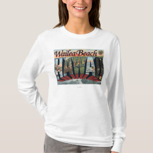 Wailea Beach, Hawaii - Large Letter Scenes T-Shirt