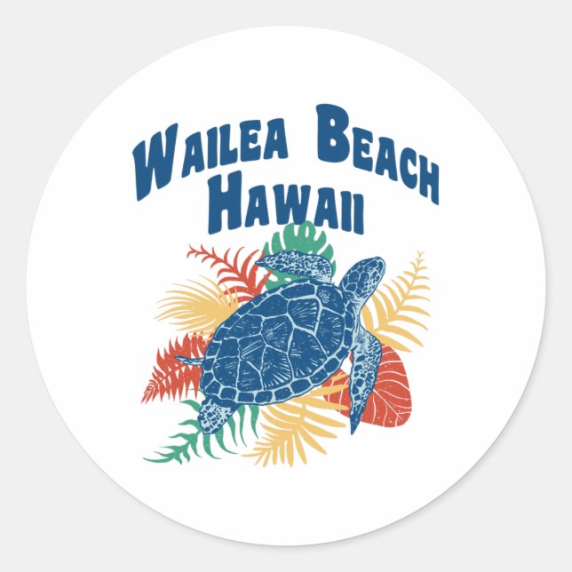 Wailea Beach Maui Hawaii Hawaiian Islands Travel  Classic Round Sticker (Front)