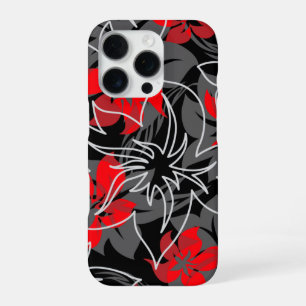 Wailea Hibiscus Hawaiian Floral Camo Red iPhone 16 Pro Case