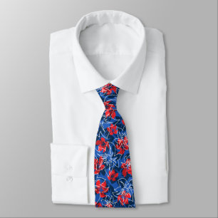 Wailea Hibiscus Hawaiian Floral Two-Sided Printed Tie