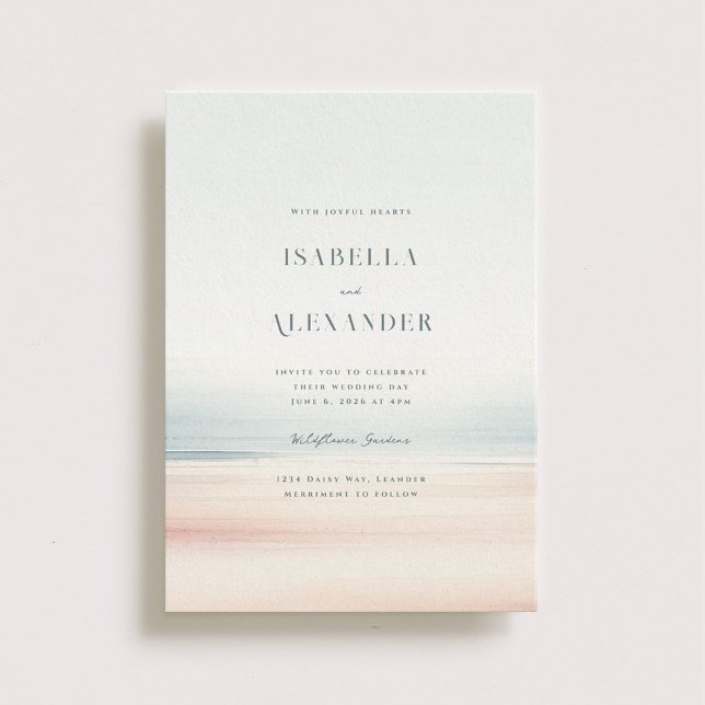 Wailea Watercolor Minimalist Elegant Beach Wedding Invitation (Creator Uploaded)