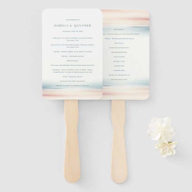 Wailea Wedding Program Hand Fan (Front and Back)