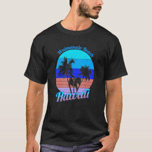 Waimanalo Beach Hawaii Retro Tropical Palm Trees V T-Shirt
