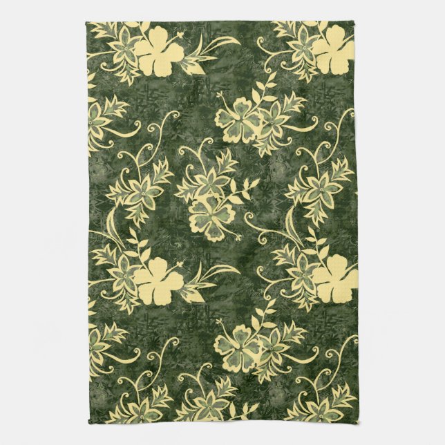 Waimanalo Hawaiian Hibiscus Kitchen Towel (Vertical)