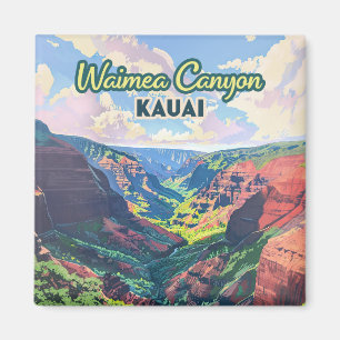 Waimea Canyon Kauai Hawaii Landscape Retro Magnet