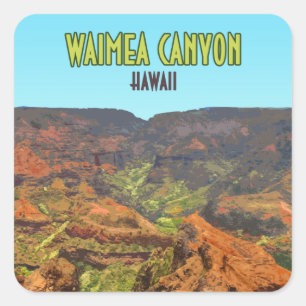 Waimea Canyon Kauai Hawaii Vintage Travel Square Sticker