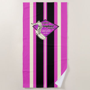 Waimea Striped Surfboard Hawaiian Surfer - Violet Beach Towel