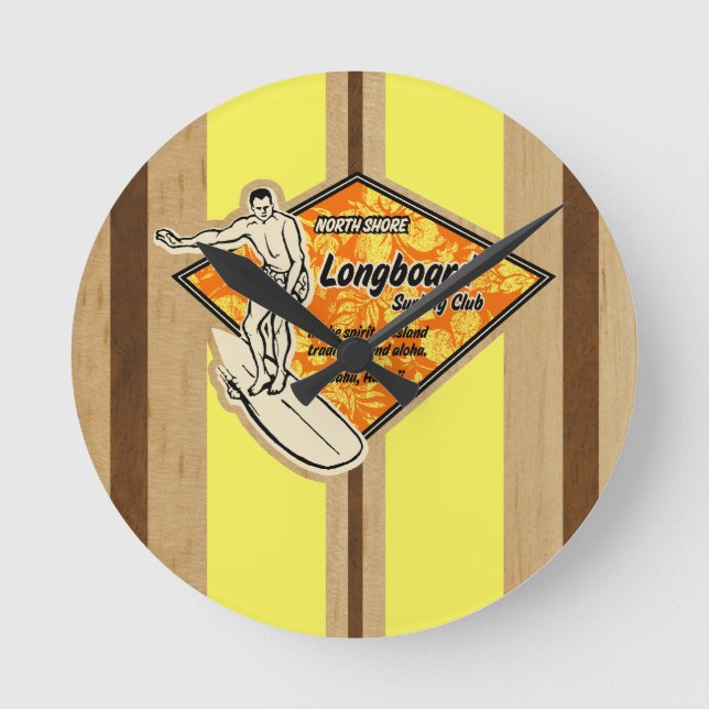 Waimea Surfboard Hawaiian Wall Clocks (Front)