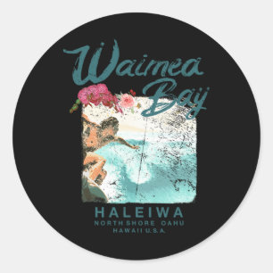 Waimea Y Hawaii Vintage Hawaiian Surf Classic Round Sticker