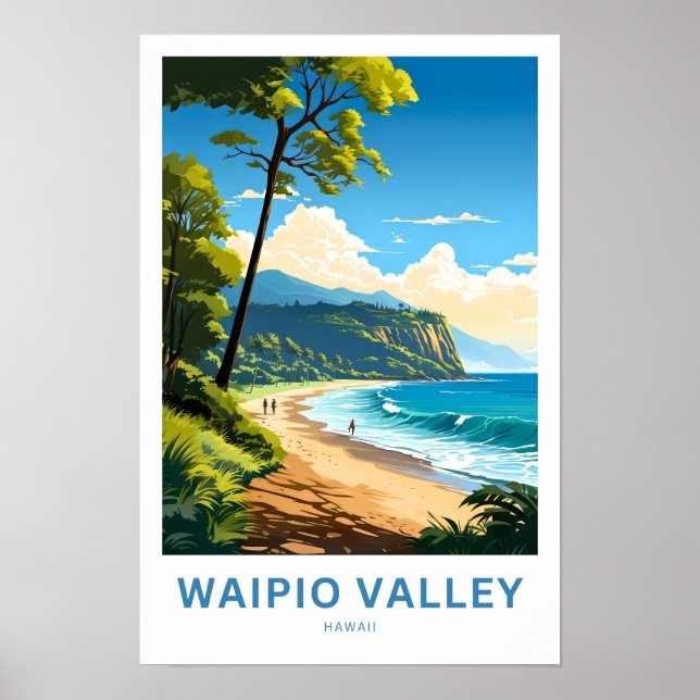 Waipio Valley Hawaii Travel Print (Front)