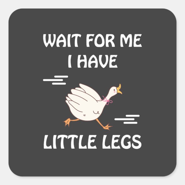 Wait For Me I Have Little Legs – Cute Funny Goose  Square Sticker (Front)