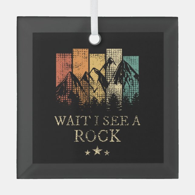 Wait I See A Rock  Glass Tree Decoration (Front)