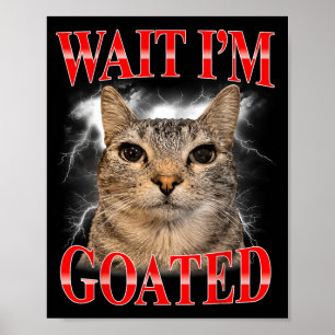 Wait Im Goated Cat Silly Funny Cat Meme Men Women Poster